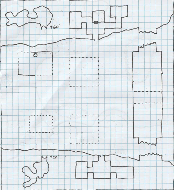 Map of the eastern canyon area outside Stonehell dungeon